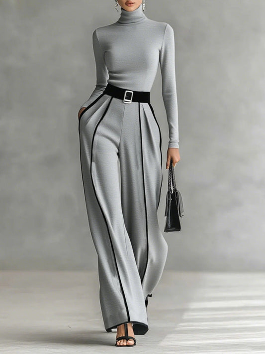 Sabina | Conjunto de Cuello Alto y Manga Larga con Pantalones de Pierna Ancha
