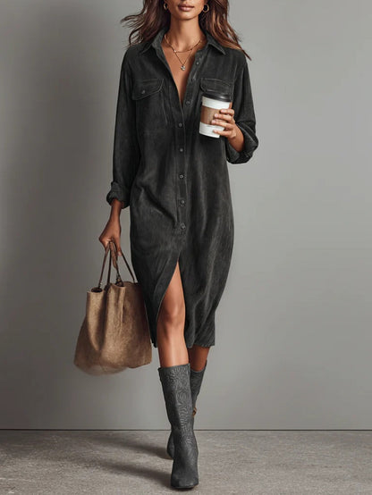 Helen | Vestido midi holgado de pana