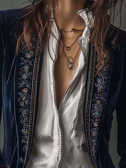 Vivienne | Dlouhé vyšívané sako ve vintage stylu