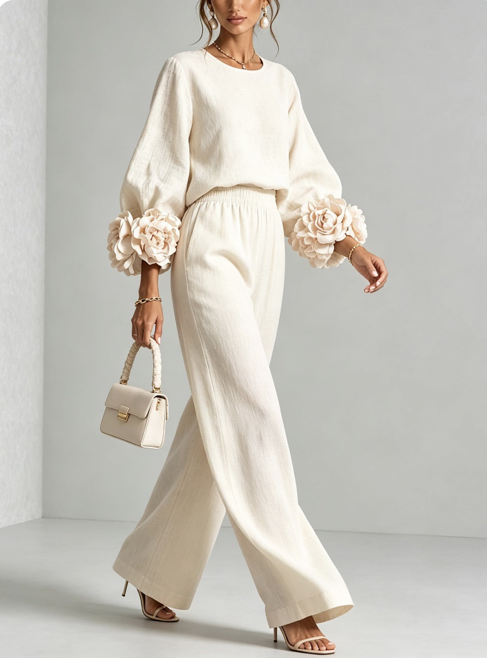 Eli | Conjunto Elegante de dos Piezas con Mangas Florales