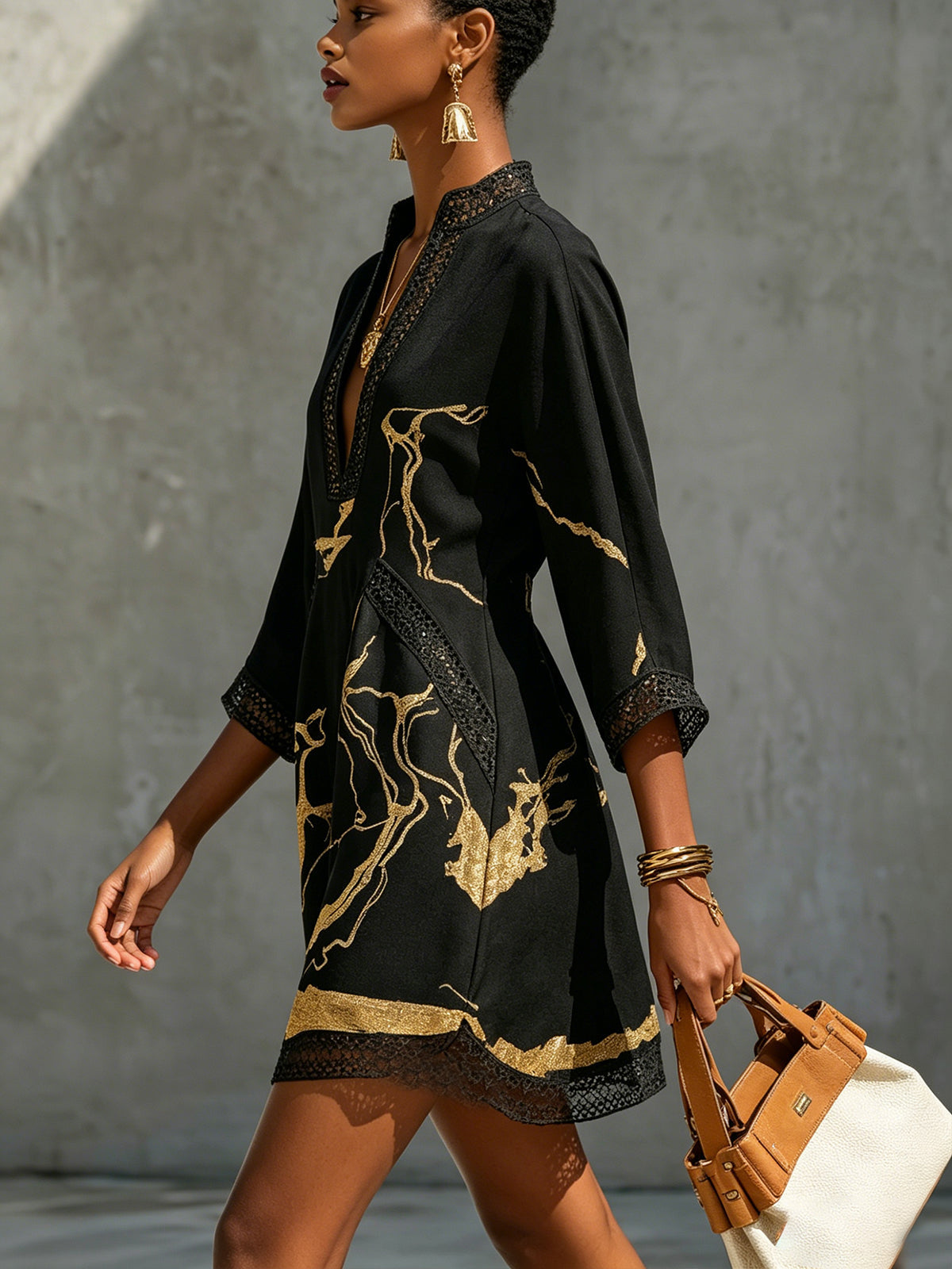 Valentina Noir Gold | Mini Vestido