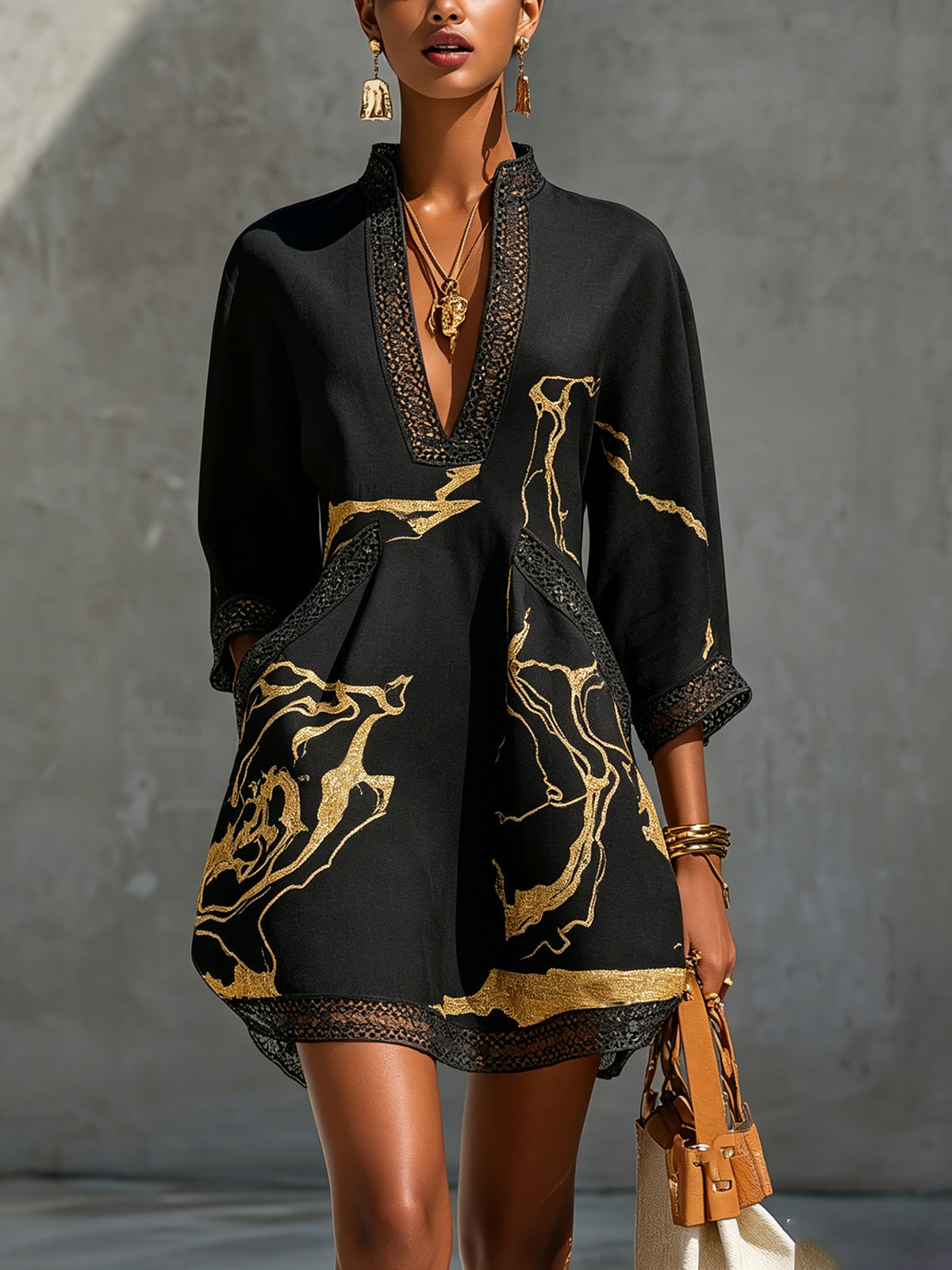 Valentina Noir Gold | Mini Vestido