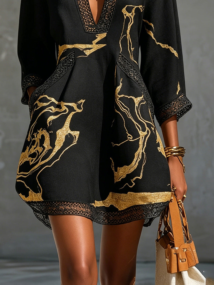 Valentina Noir Gold | Mini Vestido