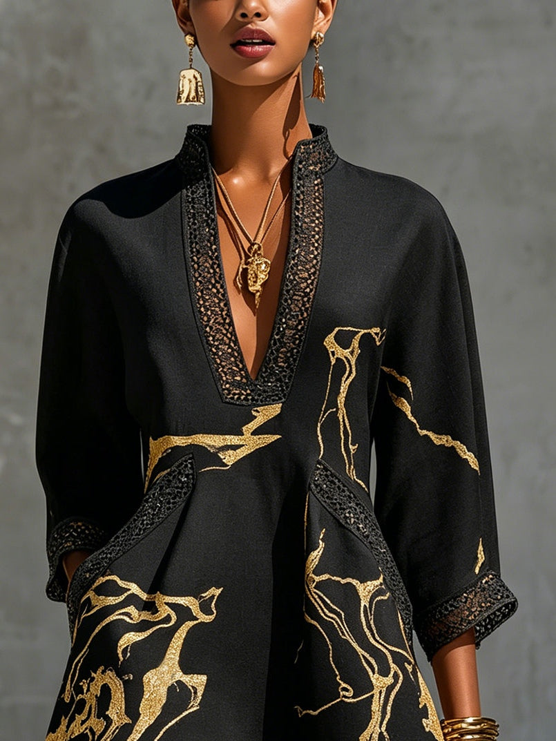 Valentina Noir Gold | Mini Vestido