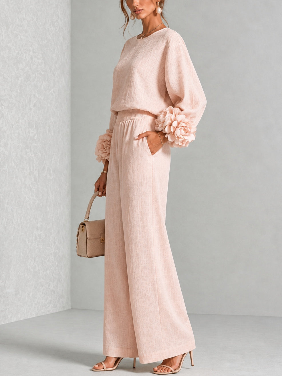 Eli | Conjunto Elegante de dos Piezas con Mangas Florales