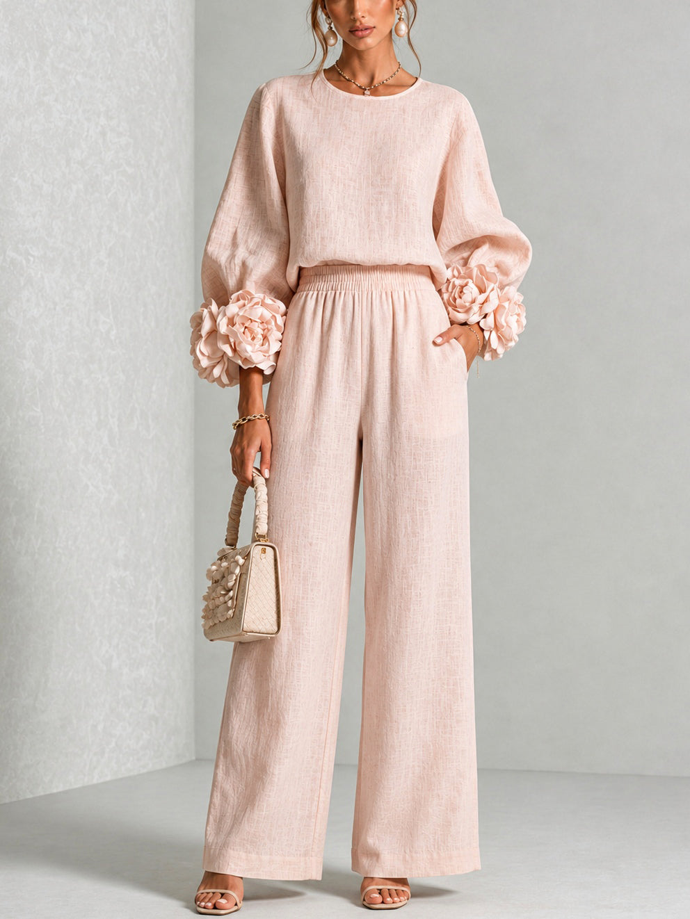 Eli | Conjunto Elegante de dos Piezas con Mangas Florales