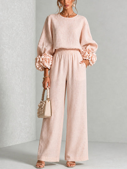 Eli | Conjunto Elegante de dos Piezas con Mangas Florales