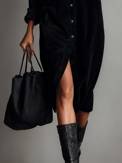 Helen | Vestido midi holgado de pana