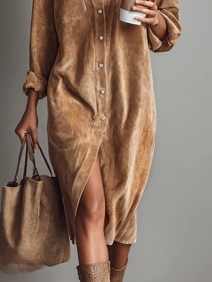 Helen | Vestido midi holgado de pana