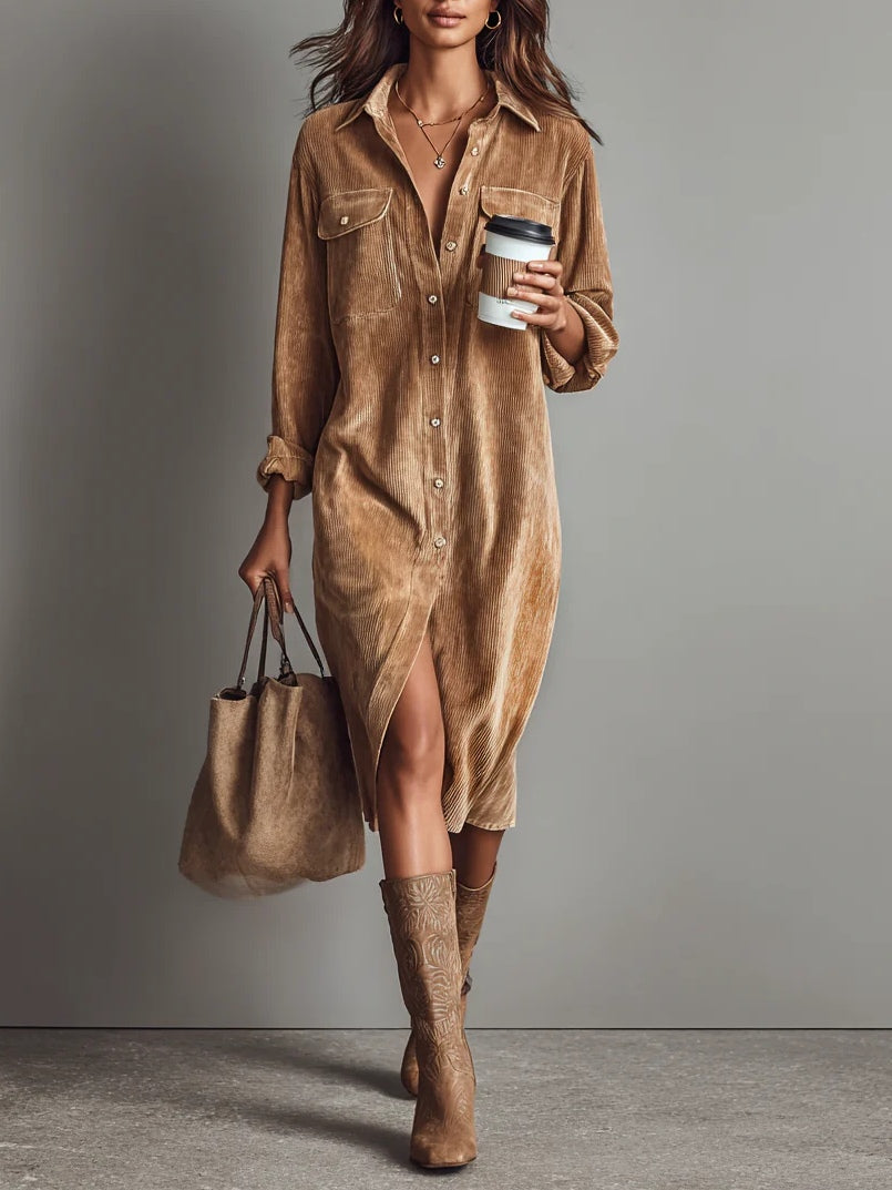 Helen | Vestido midi holgado de pana