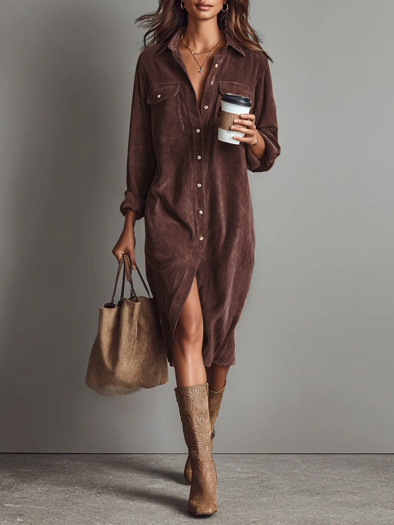 Helen | Vestido midi holgado de pana