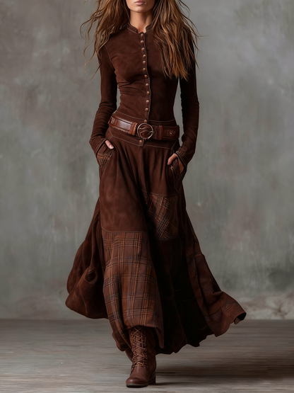Livia | Vestido Maxi de Ante con Cinturón