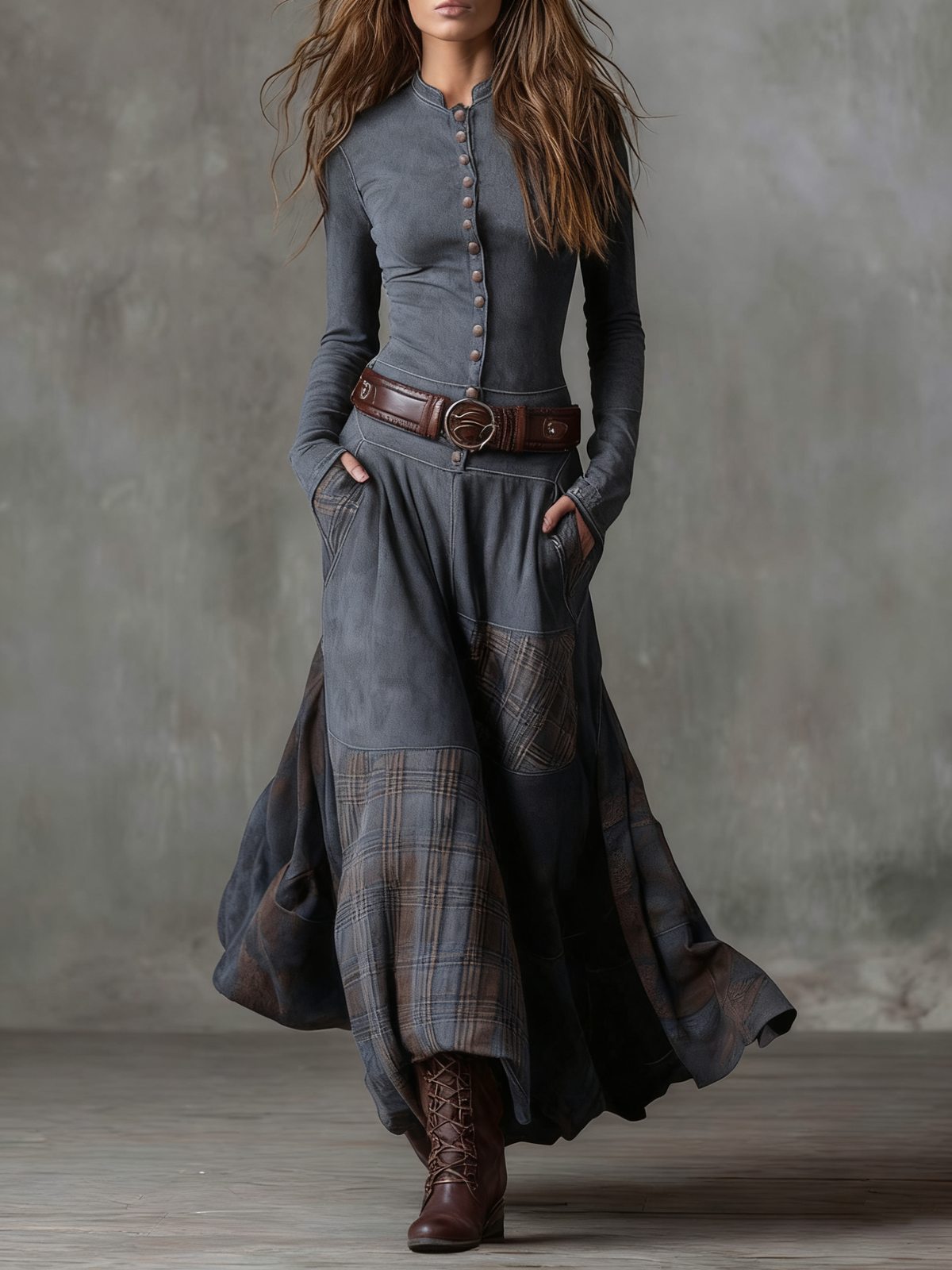 Livia | Vestido Maxi de Ante con Cinturón