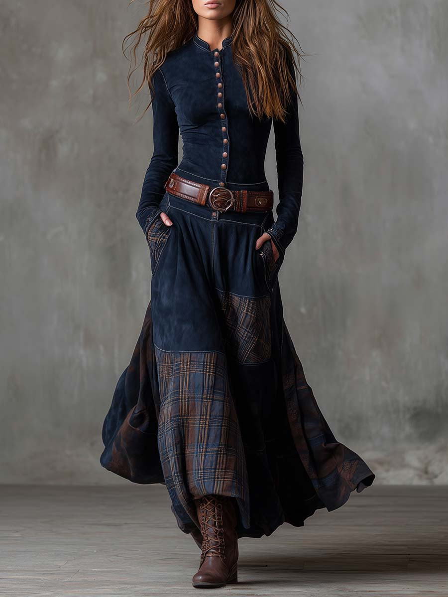 Livia | Vestido Maxi de Ante con Cinturón
