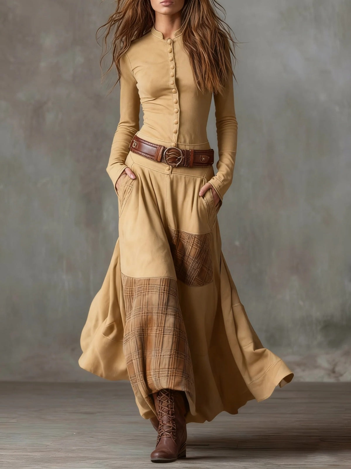 Livia | Vestido Maxi de Ante con Cinturón