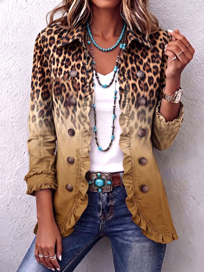 Radka | Sako s přechodovým leopardím vzorem a volány